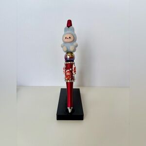 Festive Red Holiday Pen with Cute Character Topper